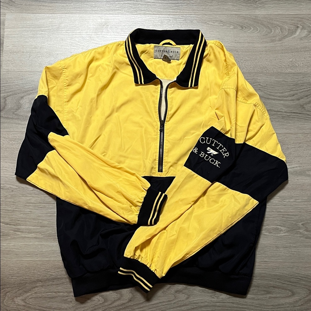 🔥⛳️Cutter & Buck Men's vintage Yellow and navy Windbreaker size XL.